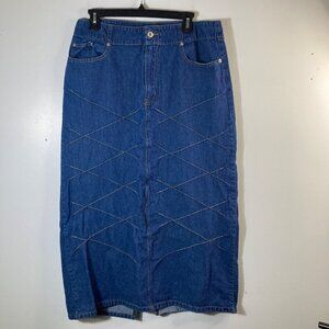 Womens Vintage Me And You Denim Midi Maxi Skirt‎ Blue XL Cotton